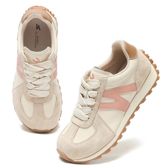 Shoes - Casual Women's Beige & Pink Retro Runner Sneakers Dr .Scholls size 9
